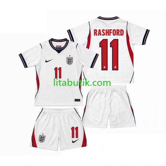 England Marcus Rashford 11 Barn Hemma Fotbollströja VM 2026 Kortärmad