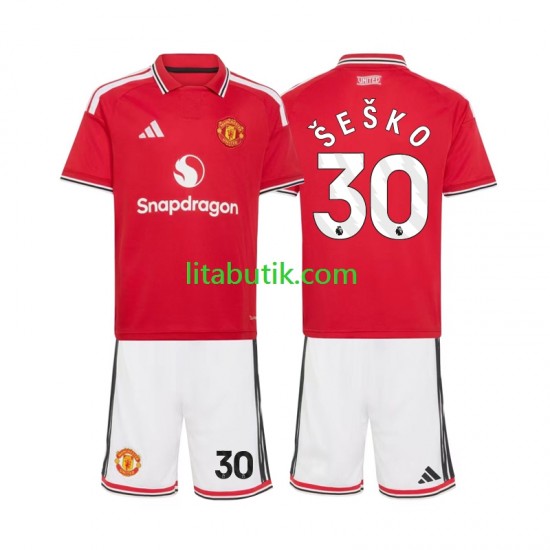 Manchester United Benjamin Sesko 30 Barn Hemma Fotbollströja 2026-2027 Kortärmad