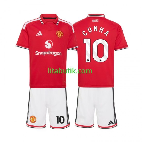 Manchester United Matheus Cunha 10 Barn Hemma Fotbollströja 2026-2027 Kortärmad