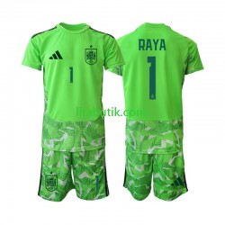 Spanien David Raya 1 6th Green color Målvakt Barn Fotbollströja VM 2026 Kortärmad Spanien David Raya 1 6th Green color Målvakt Barn Fotbollströja VM 2026 Kortärmad