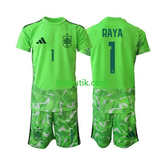 Spanien David Raya 1 6th Green color Målvakt Barn Fotbollströja VM 2026 Kortärmad