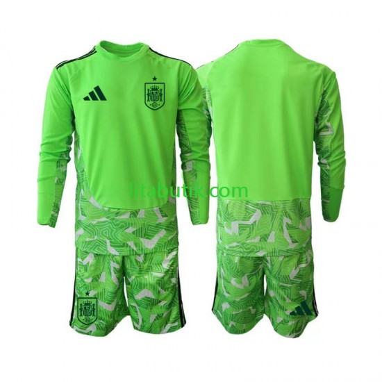Spanien 6th Green color Målvakt Barn Fotbollströja VM 2026 Långärmad