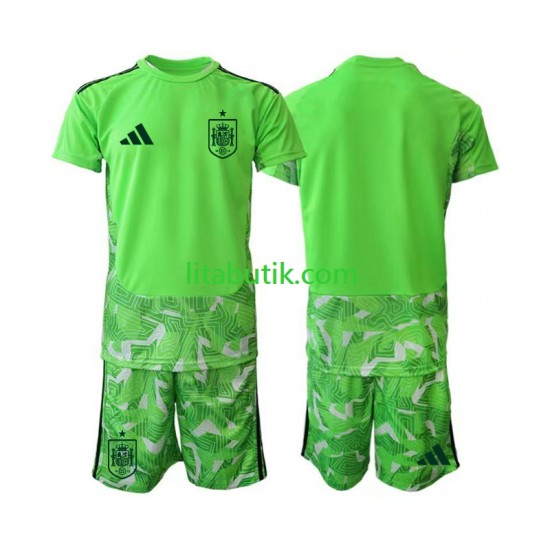 Spanien 6th Green color Målvakt Barn Fotbollströja VM 2026 Kortärmad