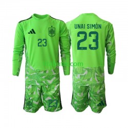 Spanien Unai Simon 23 6th Green color Målvakt Barn Fotbollströja VM 2026 Långärmad Spanien Unai Simon 23 6th Green color Målvakt Barn Fotbollströja VM 2026 Långärmad