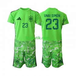 Spanien Unai Simon 23 6th Green color Målvakt Barn Fotbollströja VM 2026 Kortärmad Spanien Unai Simon 23 6th Green color Målvakt Barn Fotbollströja VM 2026 Kortärmad