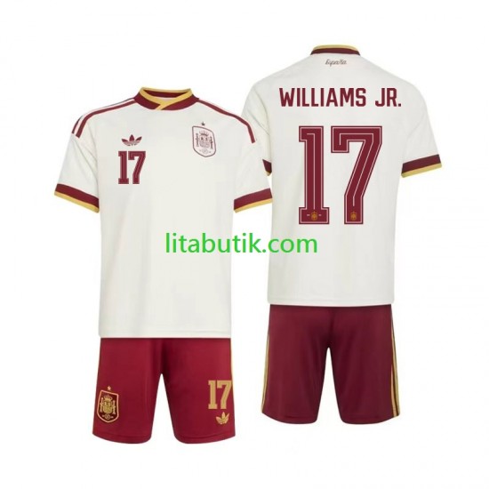 Spanien Nico Williams 17 Barn Borta Fotbollströja VM 2026 Kortärmad