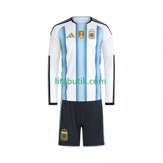 Argentina Barn Hemma Fotbollströja VM 2026 Långärmad