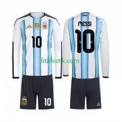 Argentina Lionel Messi 10 Barn Hemma Fotbollströja VM 2026 Långärmad