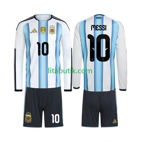 Argentina Lionel Messi 10 Barn Hemma Fotbollströja VM 2026 Långärmad
