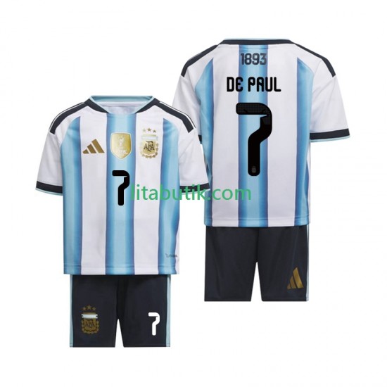Argentina Rodrigo De Paul 7 Barn Hemma Fotbollströja VM 2026 Kortärmad