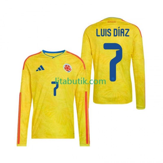 Colombia Luis Diaz 7 Män Hemma Fotbollströja VM 2026 Långärmad