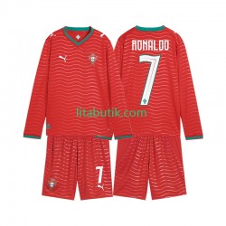 Portugal Cristiano Ronaldo 7 Barn Hemma Fotbollströja VM 2026 Långärmad
