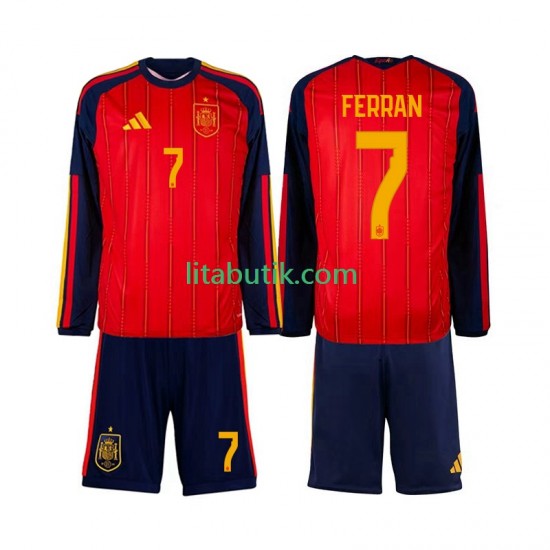 Spanien Ferran Torres 7 Barn Hemma Fotbollströja VM 2026 Långärmad
