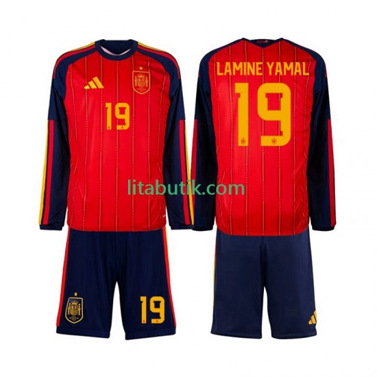 Spanien Lamine Yamal 19 Barn Hemma Fotbollströja VM 2026 Långärmad