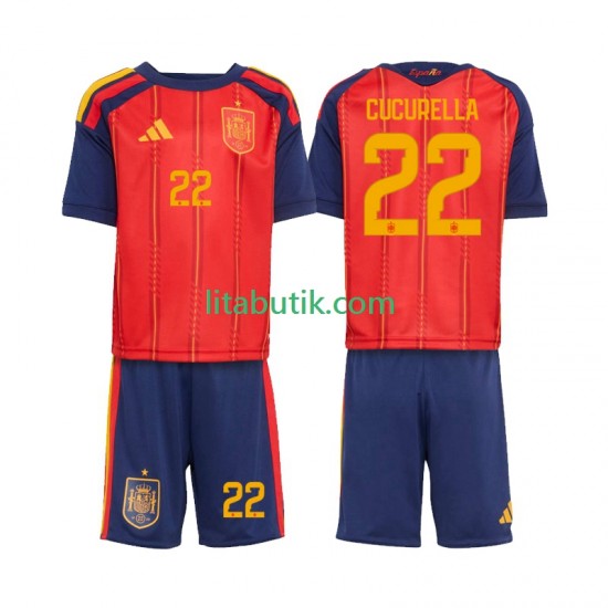 Spanien Marc Cucurella 22 Barn Hemma Fotbollströja VM 2026 Kortärmad