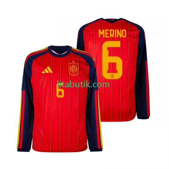 Spanien Mikel Merino 6 Män Hemma Fotbollströja VM 2026 Långärmad