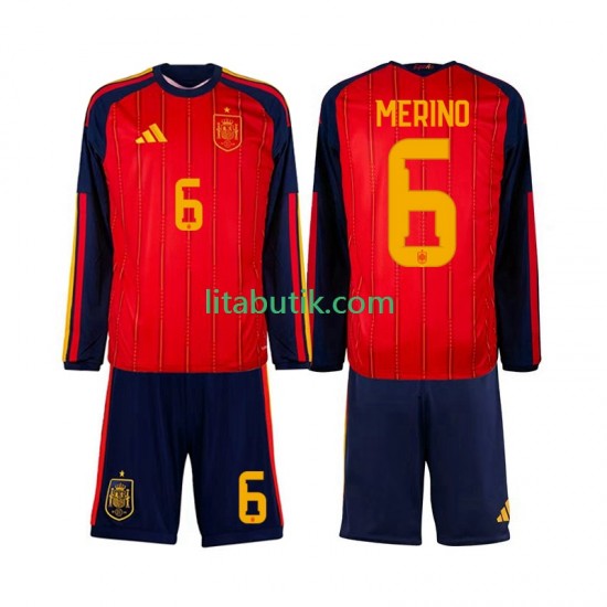 Spanien Mikel Merino 6 Barn Hemma Fotbollströja VM 2026 Långärmad