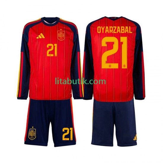 Spanien Mikel Oyarzabal 21 Barn Hemma Fotbollströja VM 2026 Långärmad