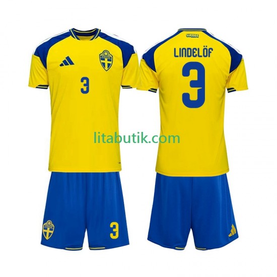 Sverige Victor Lindelof 3 Barn Hemma Fotbollströja 2026 Kortärmad