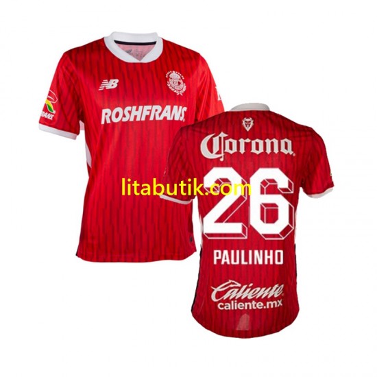 Deportivo Toluca Paulinho 26 Män Hemma Fotbollströja 2024-2025 Kortärmad