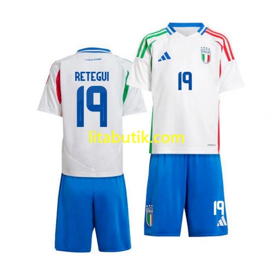 Italien Mateo Retegui 19 Barn Borta Fotbollströja 2024 Kortärmad