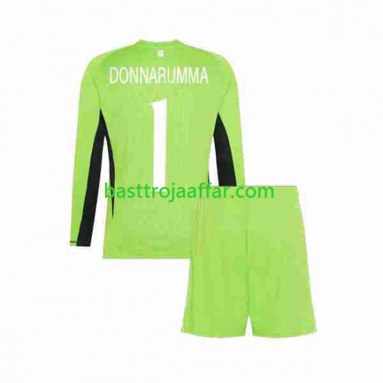 Italien Donnarumma 1 Målvakt Barn Hemma Fotbollströja 2023 Långärmad