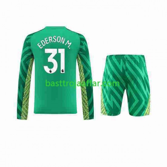 Manchester City Ederson Moraes 31 Målvakt Barn Hemma Fotbollströja 2023-2024 Långärmad