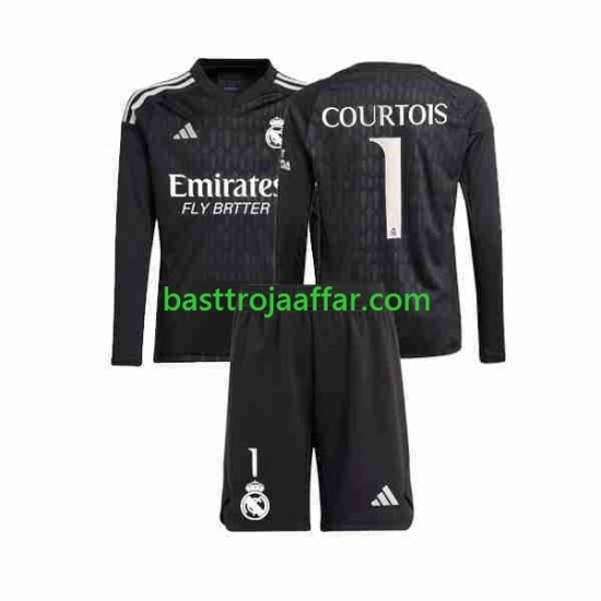 Real Madrid Thibaut Courtois 1 Målvakt Barn Borta Fotbollströja 2023-2024 Långärmad