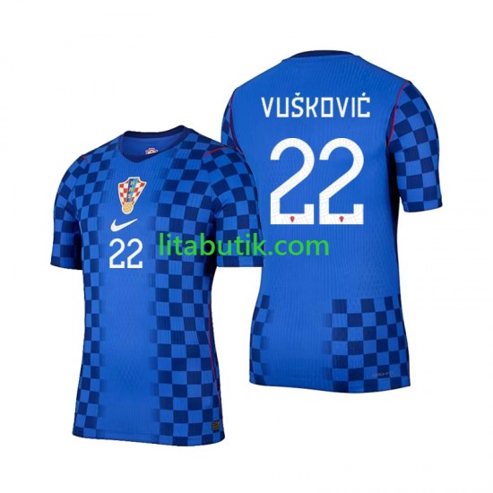 Kroatien Luka Vuskovic 22 Män Borta Fotbollströja VM 2026 Kortärmad