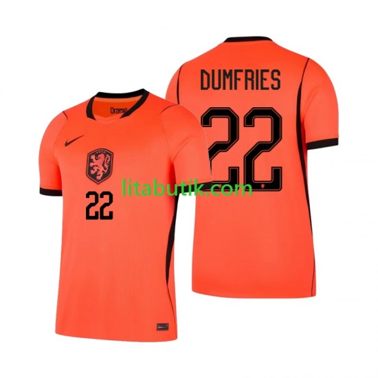 Nederländerna Denzel Dumfries 22 Män Hemma Fotbollströja VM 2026 Kortärmad