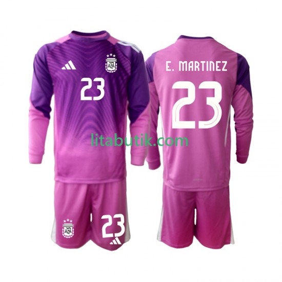 Argentina Emiliano Martinez 23 Målvakt Barn Hemma Fotbollströja 2025 Långärmad