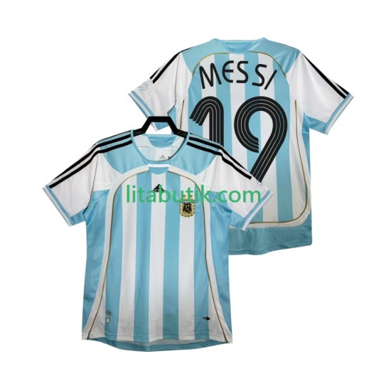 Argentina MESSI 19 Retro Män Hemma Fotbollströja 2006 Kortärmad