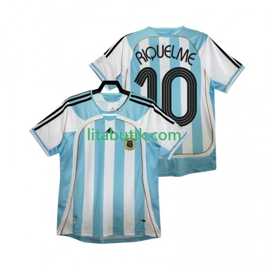 Argentina RIQUELME 10 Retro Män Hemma Fotbollströja 2006 Kortärmad