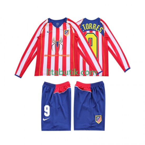 Atlético Madrid F TORRES 9 2005 Retro Barn Hemma Fotbollströja 2004 Långärmad