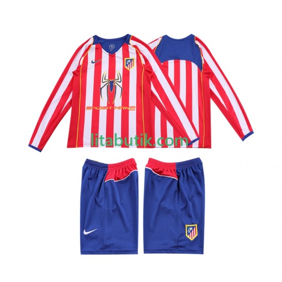 Atlético Madrid 2005 Retro Barn Hemma Fotbollströja 2004 Långärmad