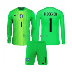 Brasilien Alisson Becker 1 Målvakt Barn Hemma Fotbollströja 2026 Långärmad Brasilien Alisson Becker 1 Målvakt Barn Hemma Fotbollströja 2026 Långärmad