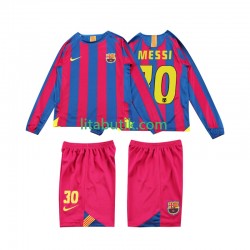 FC Barcelona Lionel Messi 10 2005 Retro Barn Hemma Fotbollströja 2006 Långärmad