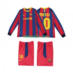 FC Barcelona Lionel Messi 10 Retro Barn Hemma Fotbollströja 2011 2010 Långärmad