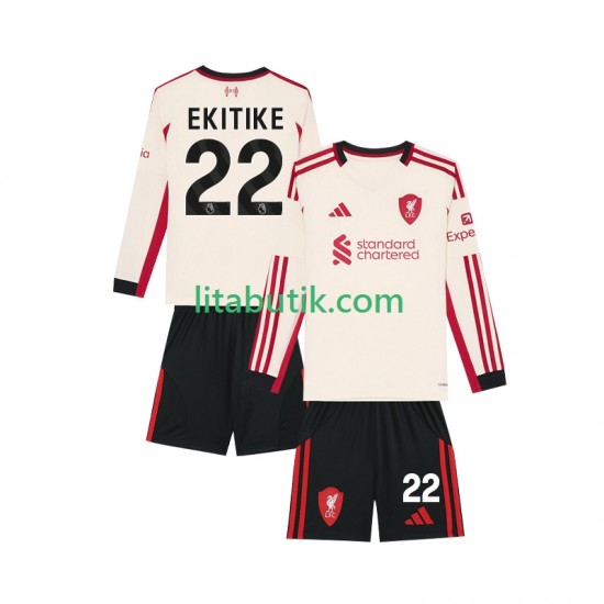 Liverpool Hugo Ekitike 22 Barn Borta Fotbollströja 2025-2026 Långärmad