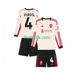 Liverpool Virgil van Dijk 4 Barn Borta Fotbollströja 2025-2026 Långärmad