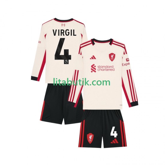 Liverpool Virgil van Dijk 4 Barn Borta Fotbollströja 2025-2026 Långärmad