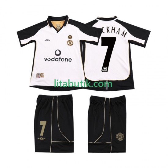 Manchester United BECKHAM 7 Anniversary Football Shirt 2001 Barn Borta 2002 Kortärmad