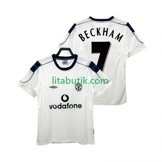 Manchester United BECKHAM 7 2000 2001 Retro Män Borta Fotbollströja Kortärmad
