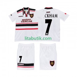 Manchester United BECKHAM 7 Retro Barn Borta Fotbollströja 1998 Kortärmad