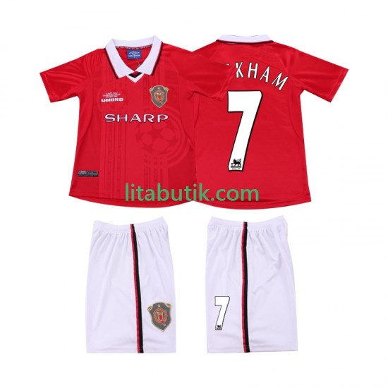 Manchester United BECKHAM 7 2000 Retro Barn Hemma Fotbollströja 1999 Kortärmad