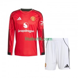 Manchester United Barn Hemma Fotbollströja 2025-2026 Långärmad