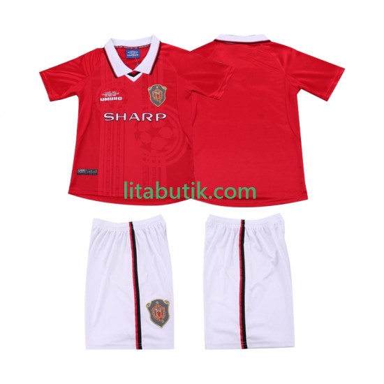 Manchester United 2000 Retro Barn Hemma Fotbollströja 1999 Kortärmad