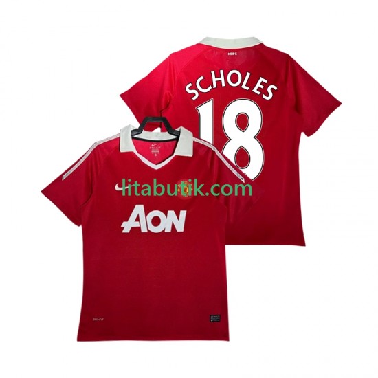 Manchester United SCHOLES 18 Retro Män Hemma Fotbollströja 2011 2010 Kortärmad