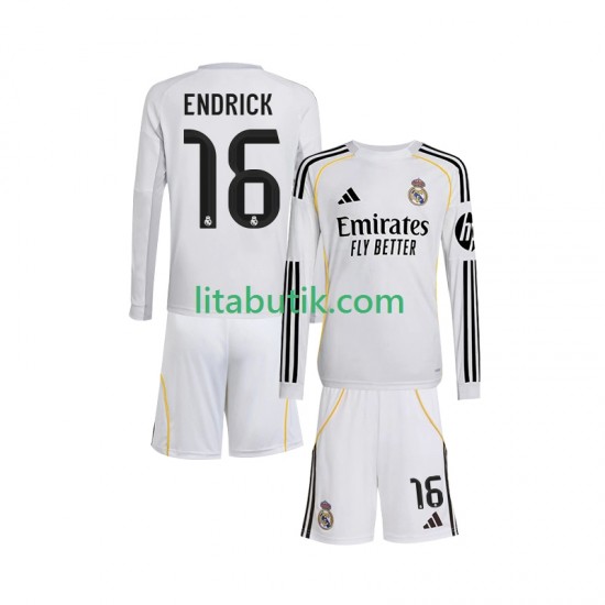 Real Madrid Endrick 16 Barn Hemma Fotbollströja 2025-2026 Långärmad