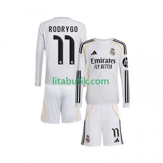Real Madrid Rodrygo 11 Barn Hemma Fotbollströja 2025-2026 Långärmad